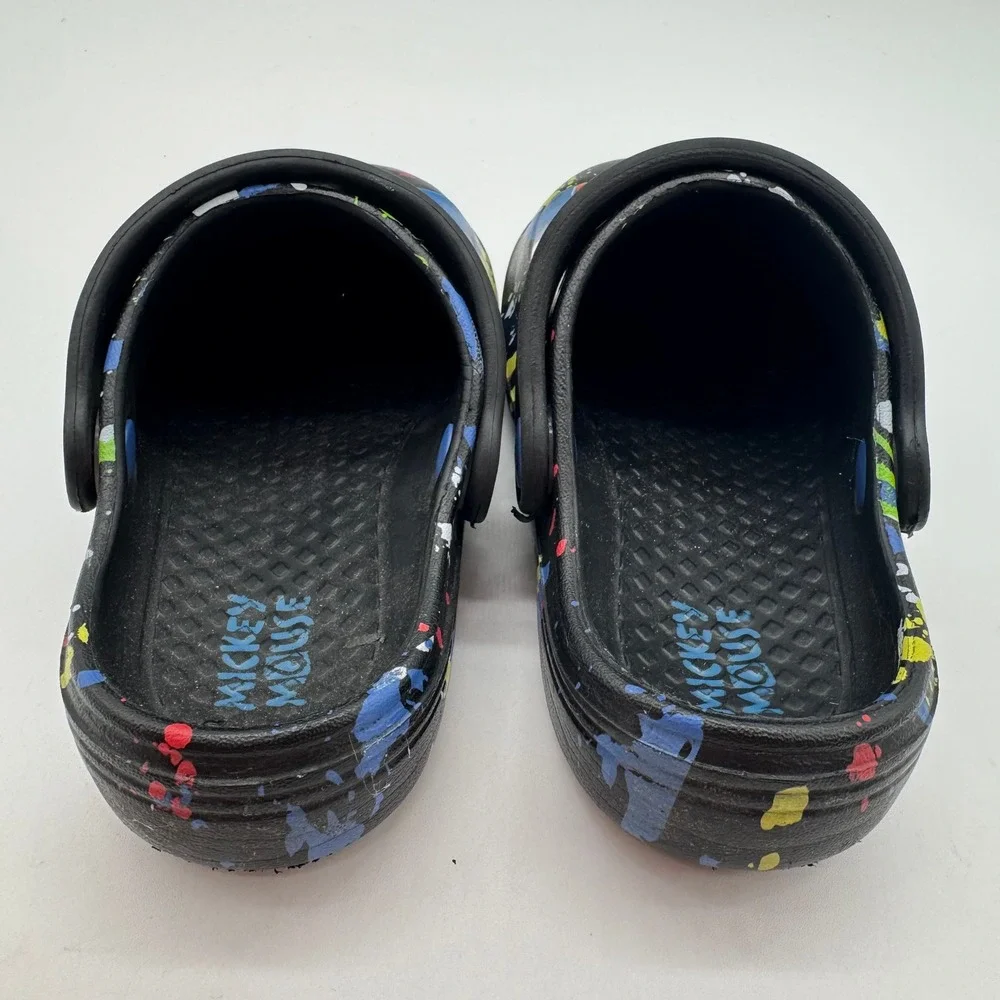 Disney Mickey Mouse Donald Goofy Pluto Clogs Shoes Black Toddler Size 9-10